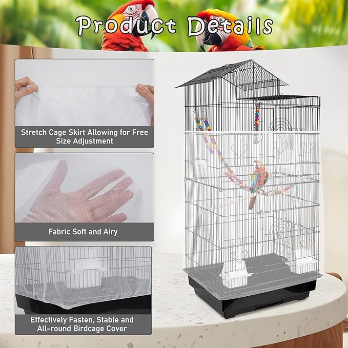 Universal Bird Cage Seed Catcher – Stretchy, Lightweight Mesh Skirt - Image 3