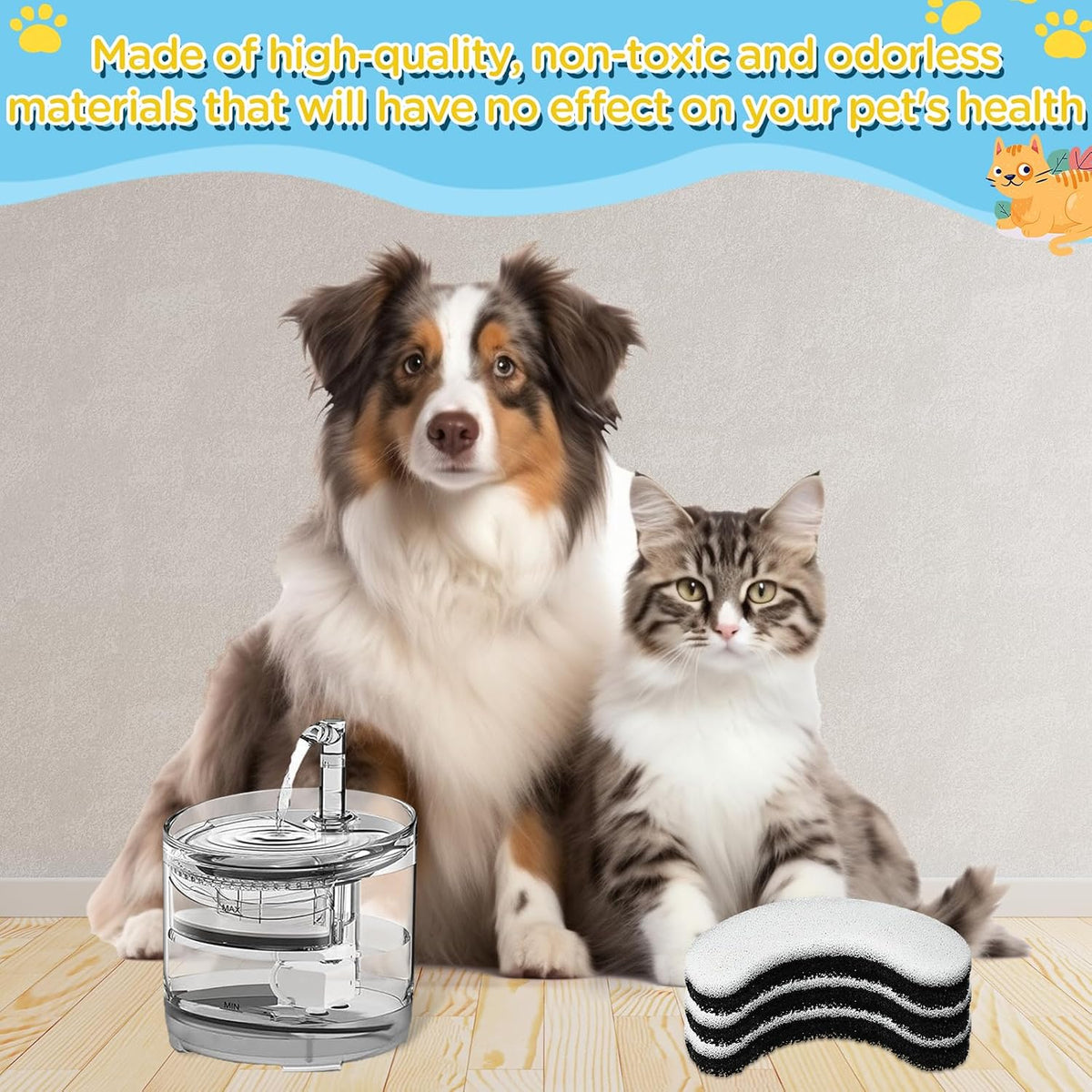 16 Pieces Cat Water Fountain Filters, Water Fountain Filters Replacement for Cat，Water Fountain Fit for Clear Fountain Perfect for NPET WF050 & WF100，Dog Dispenser (16PCS)