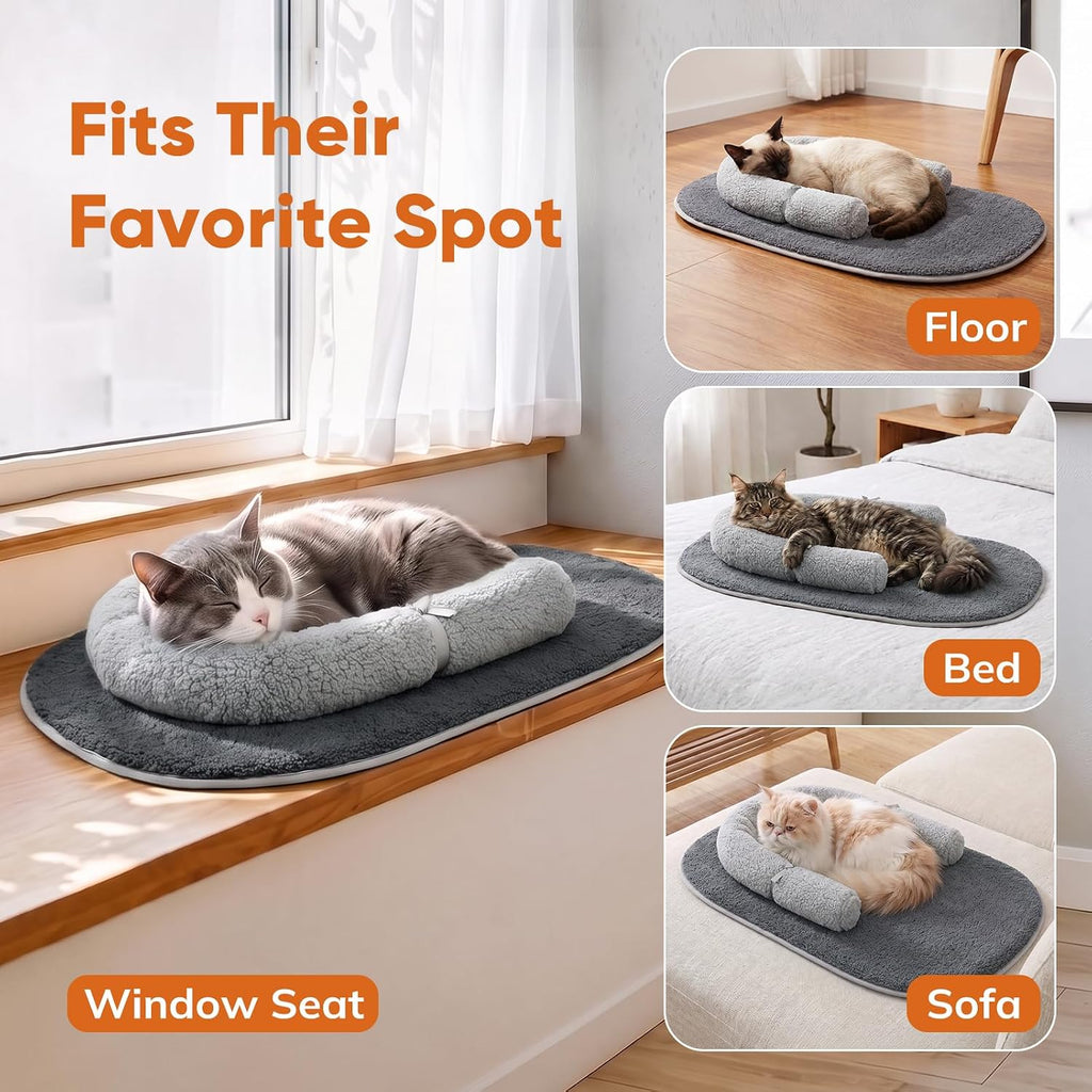 Cat Mat Self Warming Cat Bed with Soft U-Shaped Pillow
