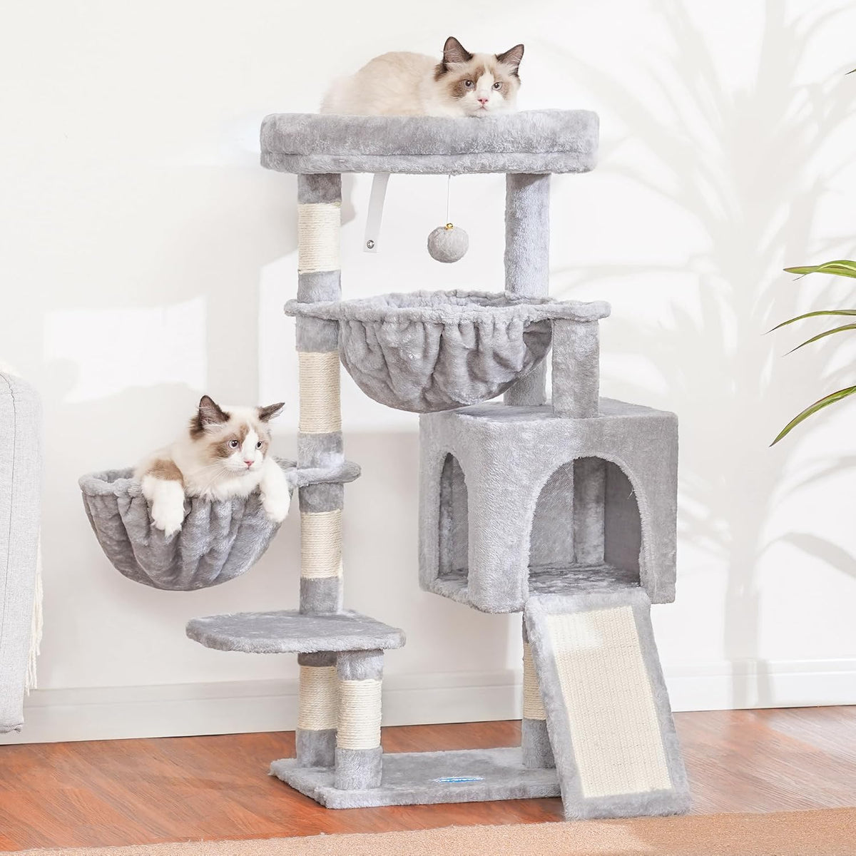 Hey-brother Cat Tree Tower with Large Bed, Hammocks, Scratcher, MPJ006SW