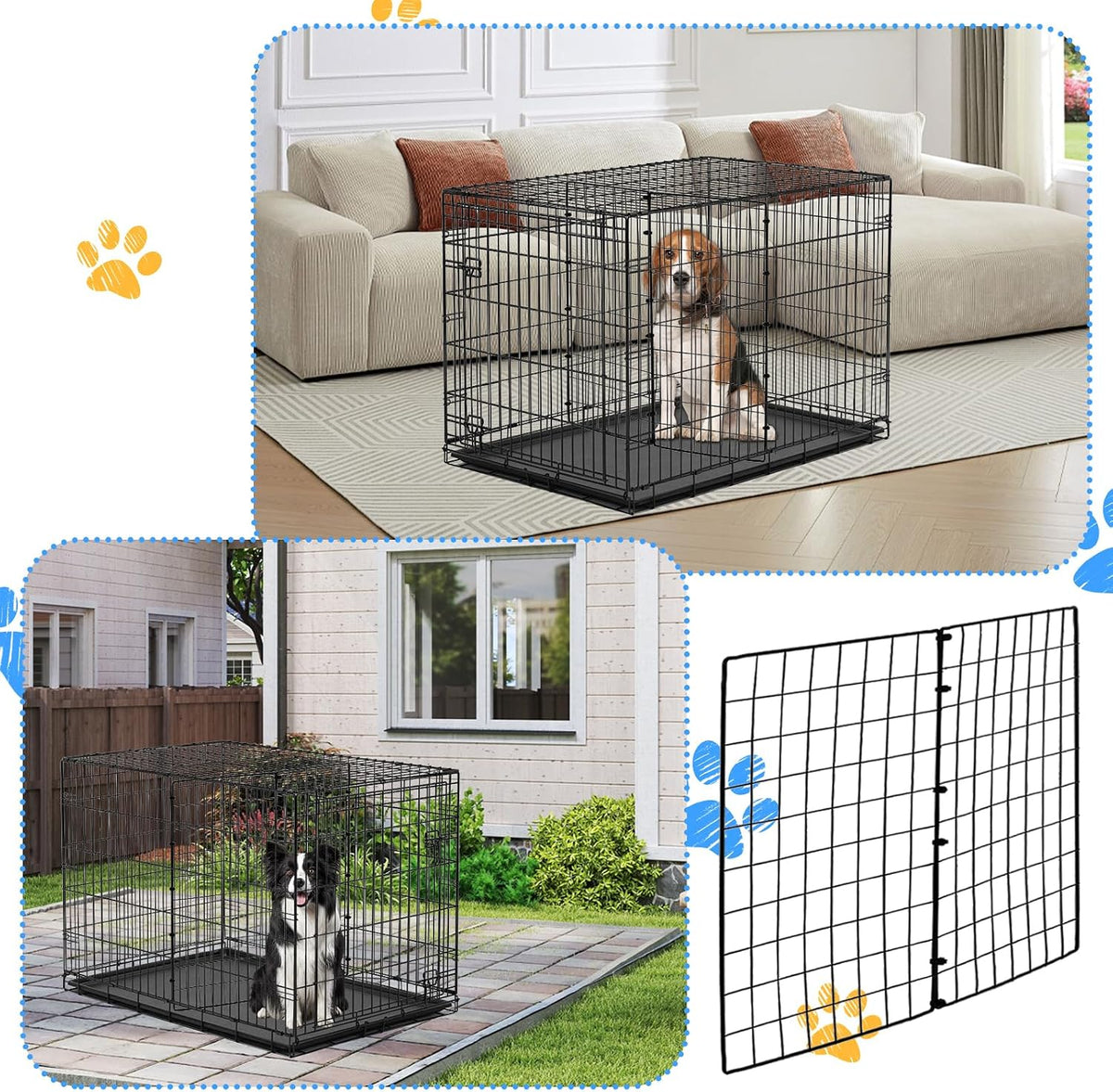 2PCS Dog Crate Divider Panel with Ties 13.7 x 17.7 Inch Adjustable Metal Pet Kennel Divider Adjustable Width up to 27''(Dog Crate NOT Included)