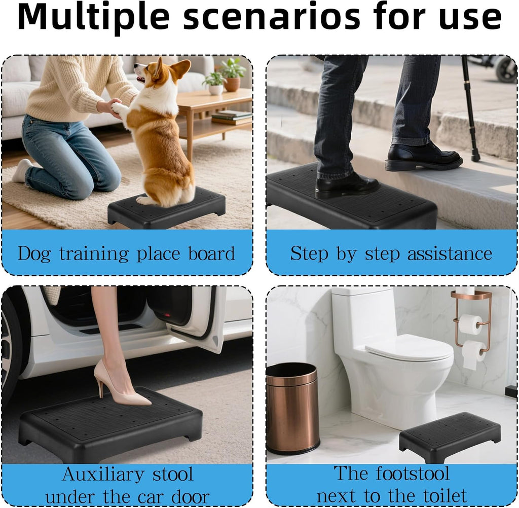 Dog Training Place Board with Whistle, Non-Slip Portable Dog Platform for Agility, Puppy Training Equipment for Small Medium Dogs 17.3"x13.4"x3.8" (Black)