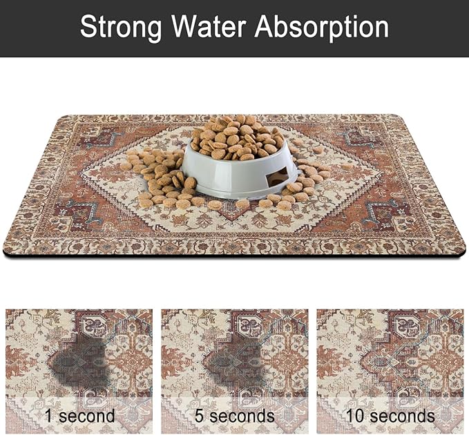 2 Pack Dog Food Mats for Floors, Absorbent and Quick-Drying Pet Cat Food Mat - Image 5
