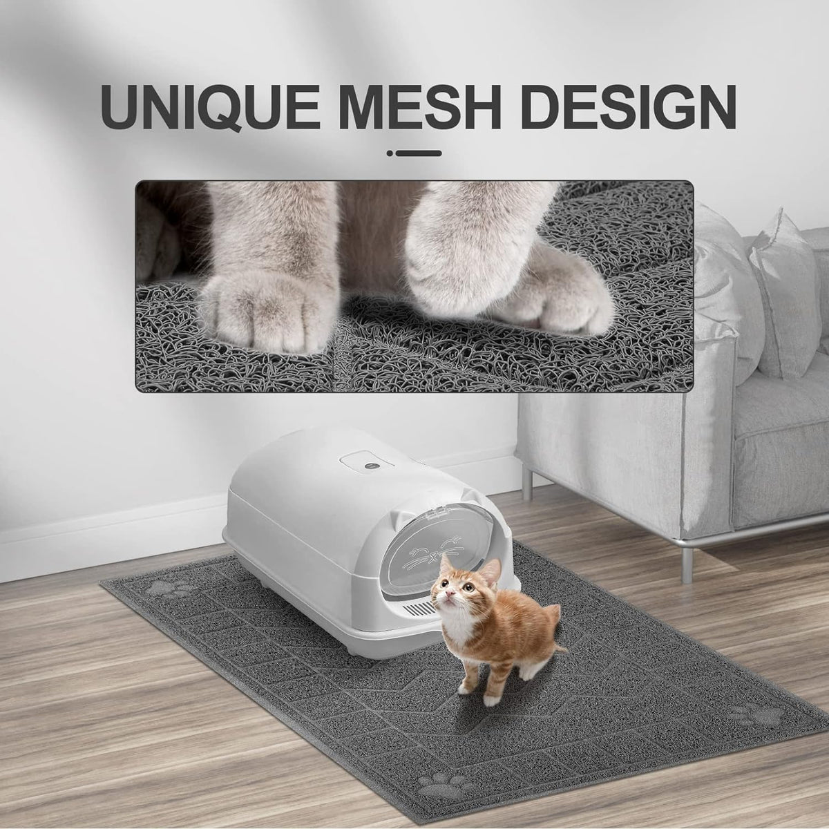 Cat Litter Box Mat, 35" x 24" Large Waterproof Litter Trapping Mat