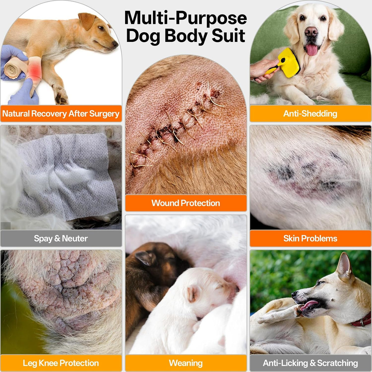 Lelepet Surgical Suit for Dogs, Full Body Dog Surgery Recovery Suit