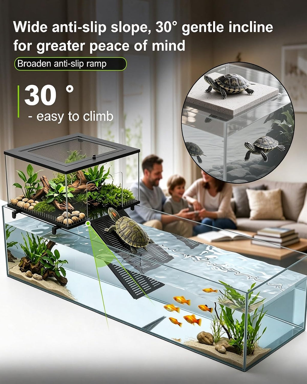 Above Tank Turtle Basking Platform with Stand, for 40-75 Gallon Aquariums