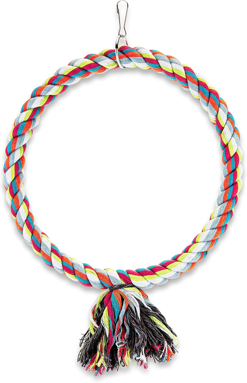 Medium Bird Rope Perch Circle Swing Toy Multicolor 8 Inch