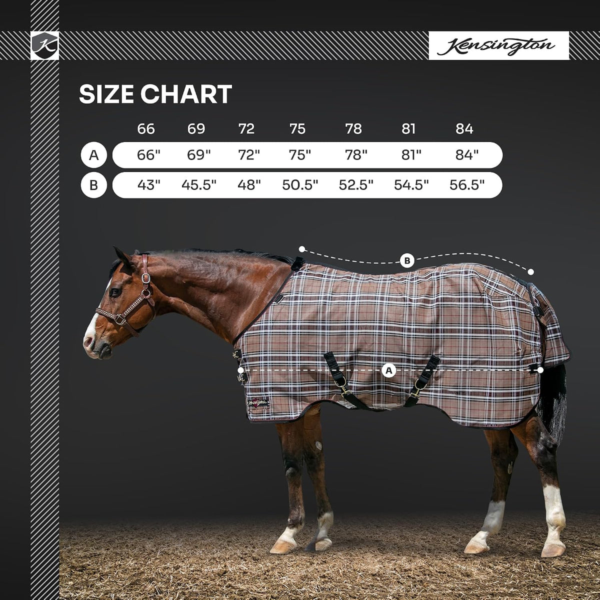 Kensington Breathable and UV Protective Sheet SureFit All Season Protection for Horse - 78", Kentucky Blue