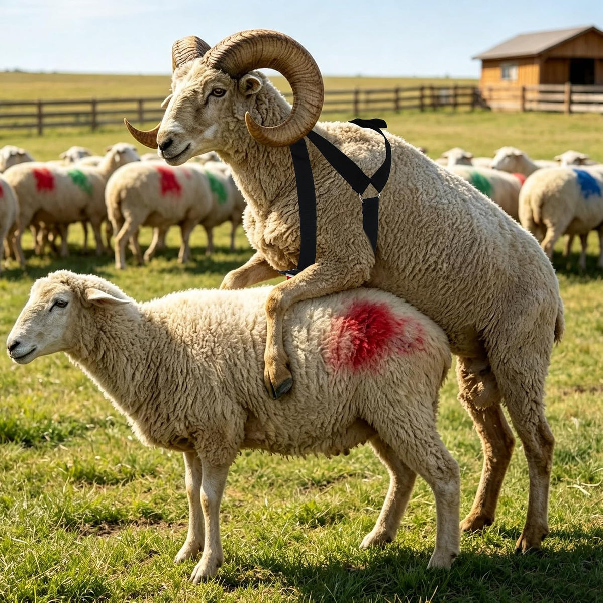Ram Marking Harness Adjustable 28–39" Chest for Sheep & Goat, 3 Crayons