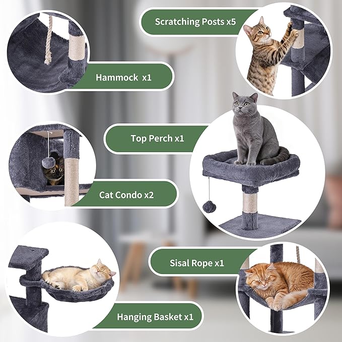 Cat Tree for Indoor Cats, 66 Inches Cat Tower - Image 4