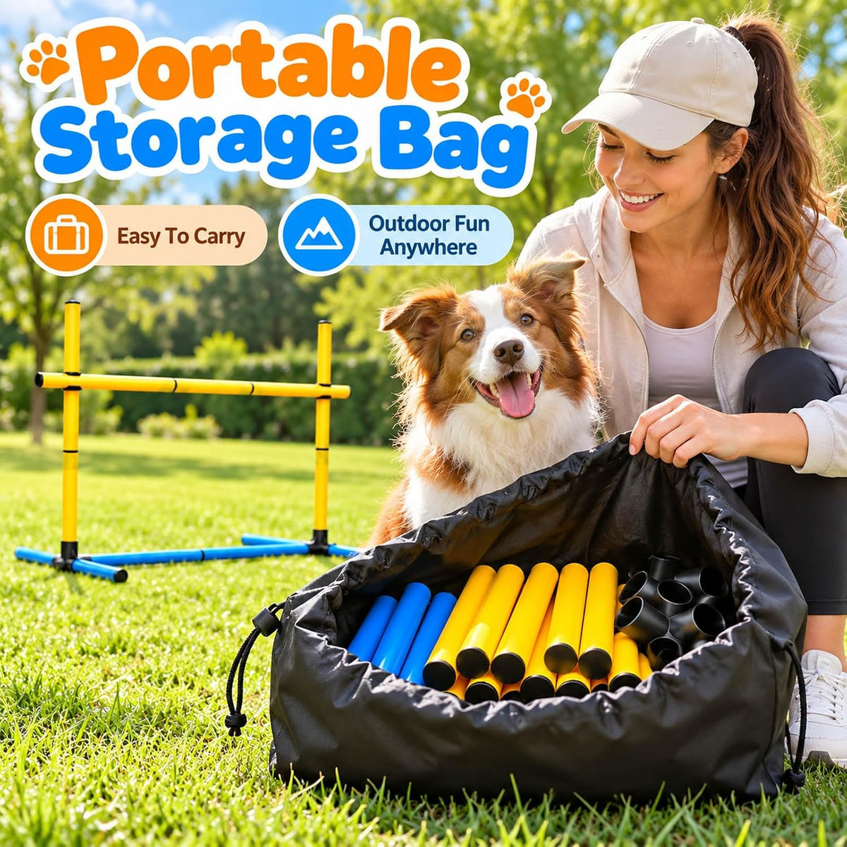 Dog Agility Equipment, 2 Hurdles and Puppy Gym with 12 Toys