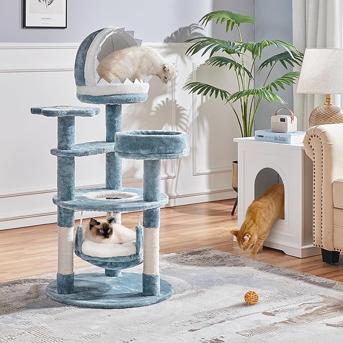 Yaheetech 45.5in Ocean-Themed Cat Tree Multi-Level Cat Tower, Plush Pet - Image 2