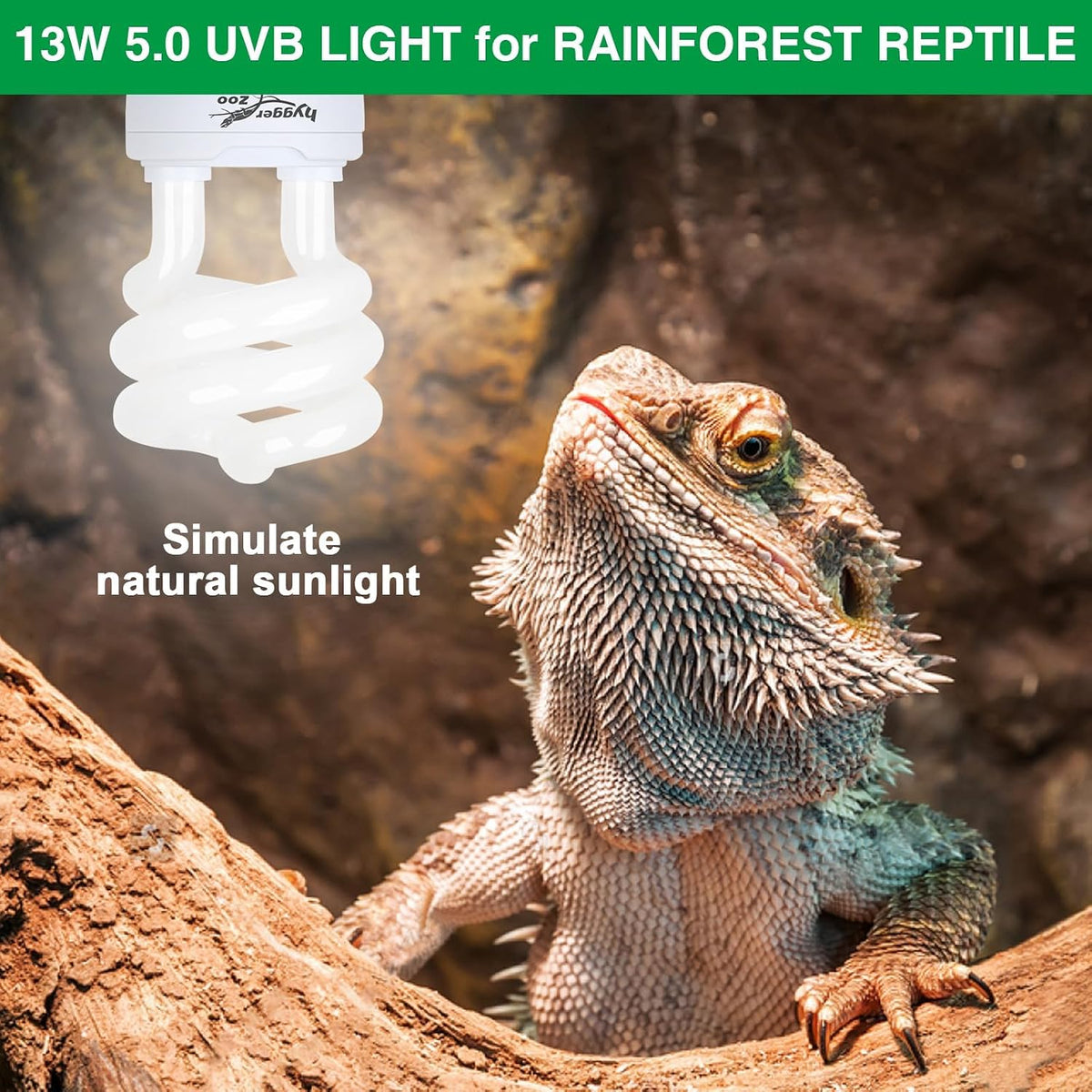 UVB Bulb 5.0 UVA UVB Reptile Light Bulb, 13W UVB Light for Reptiles UVB Lamp for Turtle Frog Snake Chameleon Ball Python Iguana Tank