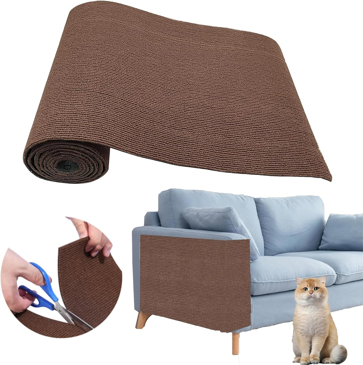 SREBAY Cat Scratch Couch Furniture Protector, Self-Adhesive Scratch Pad