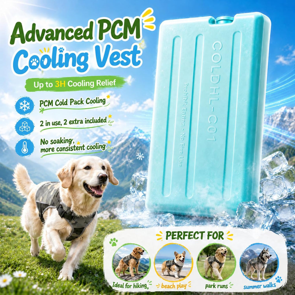 Cooling Dog Vest Harness with 4 Reusable Ice Packs, Helps Dog Heat Relief