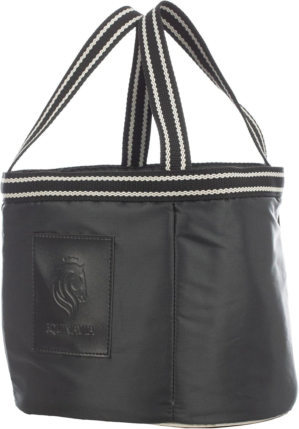 Equinavia Darby Mini Grooming Tote Bag for Horses, Dogs, Cats | Riding Supplies Organizer with 8" x 8" x 8.5" Interior - Black/Silver - One Size