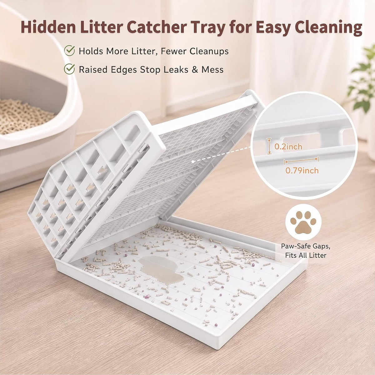 Litter Box Step for Senior Cats, Height Adjustable Cat Stairs, White