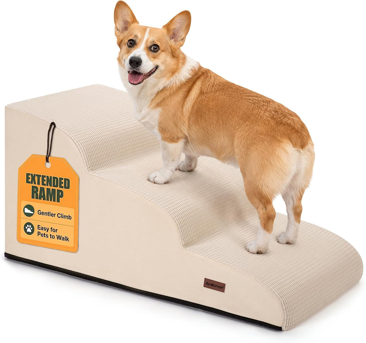Aodisman 3-Step Dog Stairs for Small Dogs, 16" H Pet Stairs for Couch & Bed