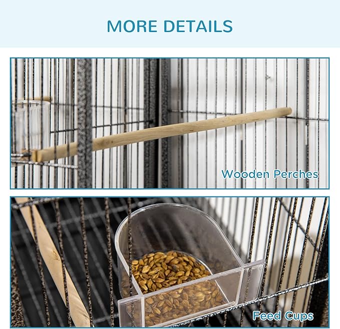 PawHut 65" Double Rolling Metal Bird Cage - Image 8