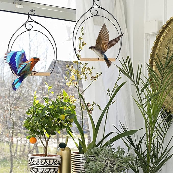 winemana Set of 3 Hummingbird Swings, Rust Resistant Metal Frame, Wooden Dowel - Image 7