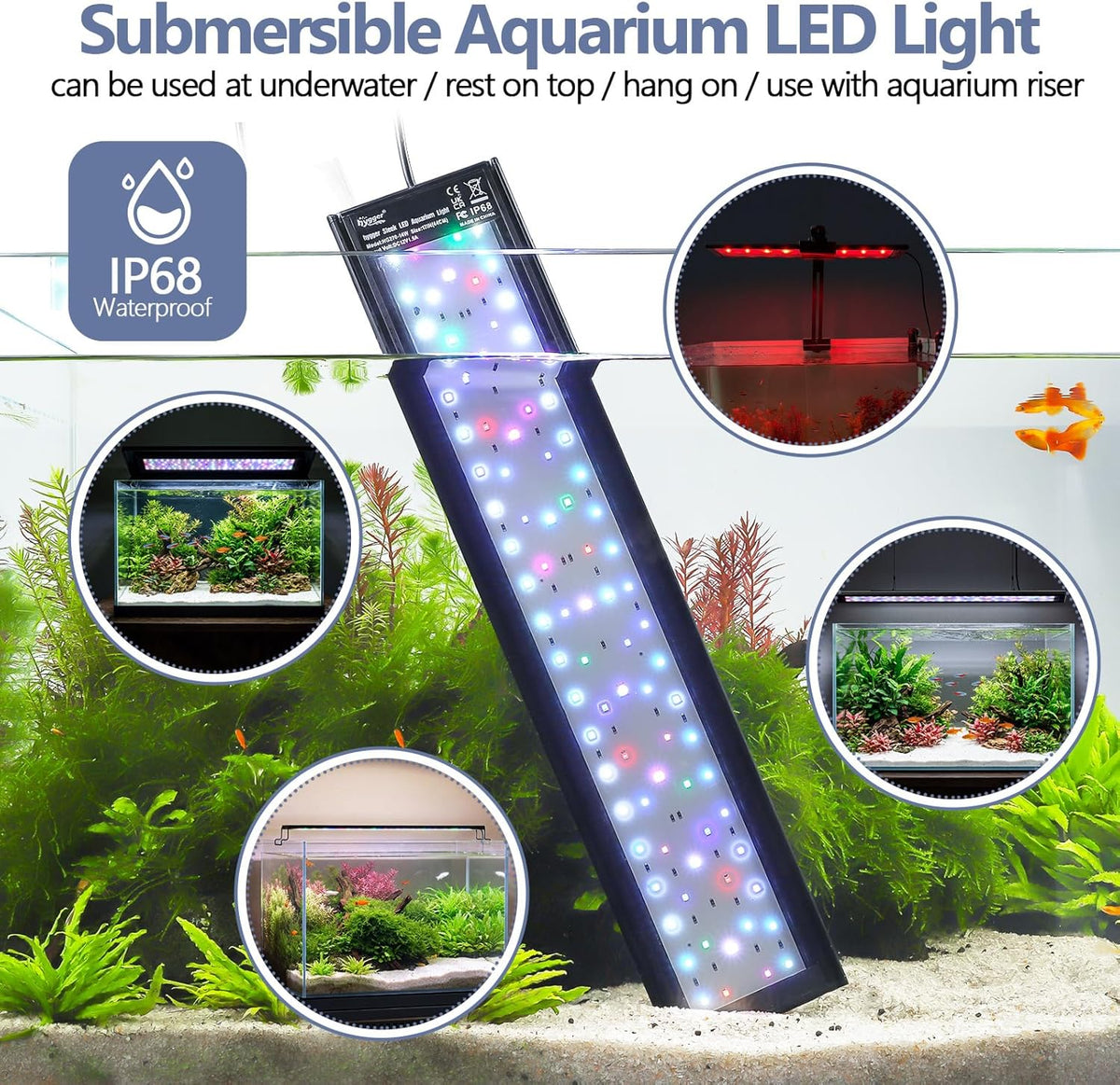 hygger IP68 Waterproof LED Aquarium Light 24/7 Cycle Full Spectrum Fish Tank Light with Timer Adjustable Brightness 12 Colors Aquarium Lamp for 25-30 in Freshwater Planted Tank