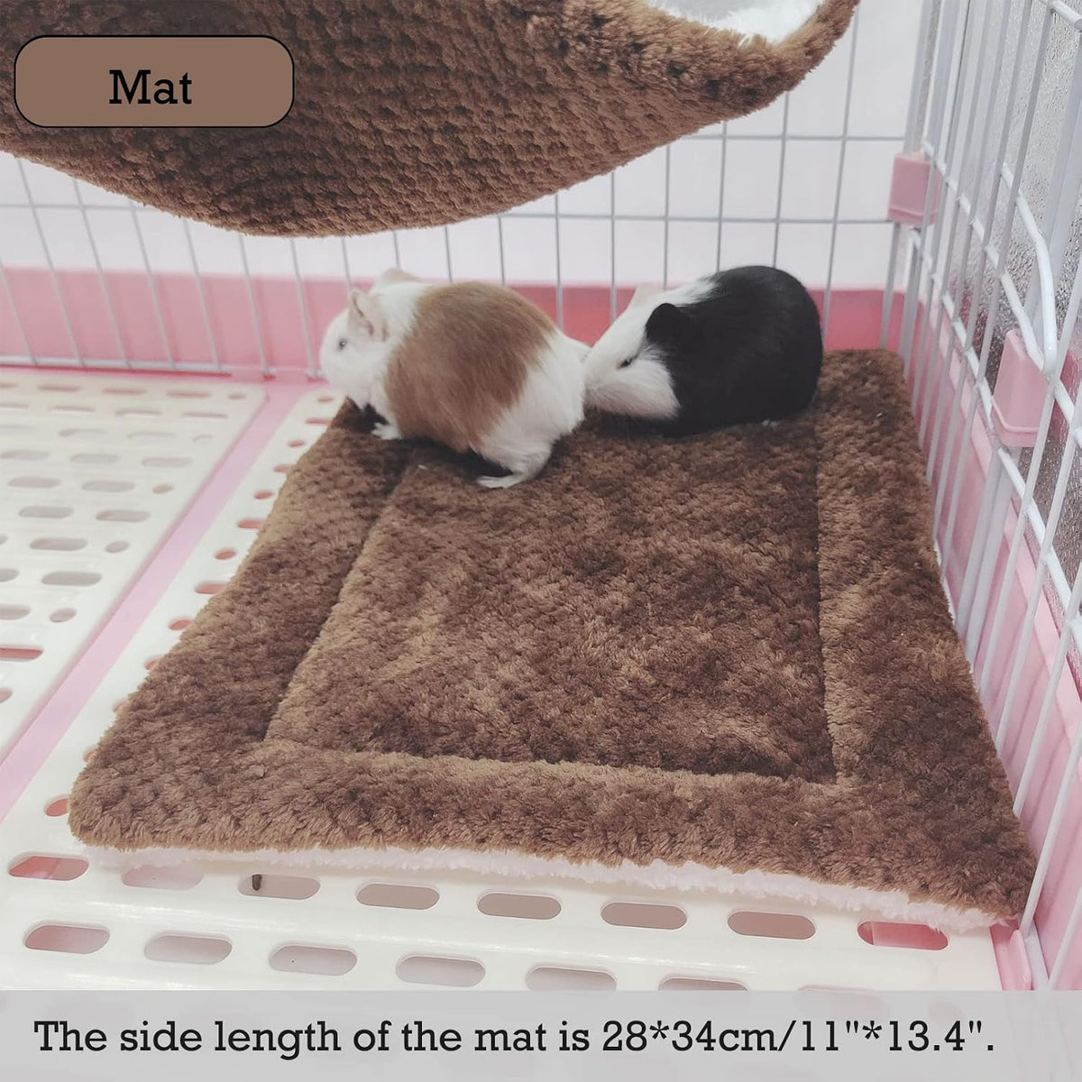 SEIS 3 Pcs Plush Hamster Hammock Set,Sugar Glider Hideout Tunnel Mat,Coffee