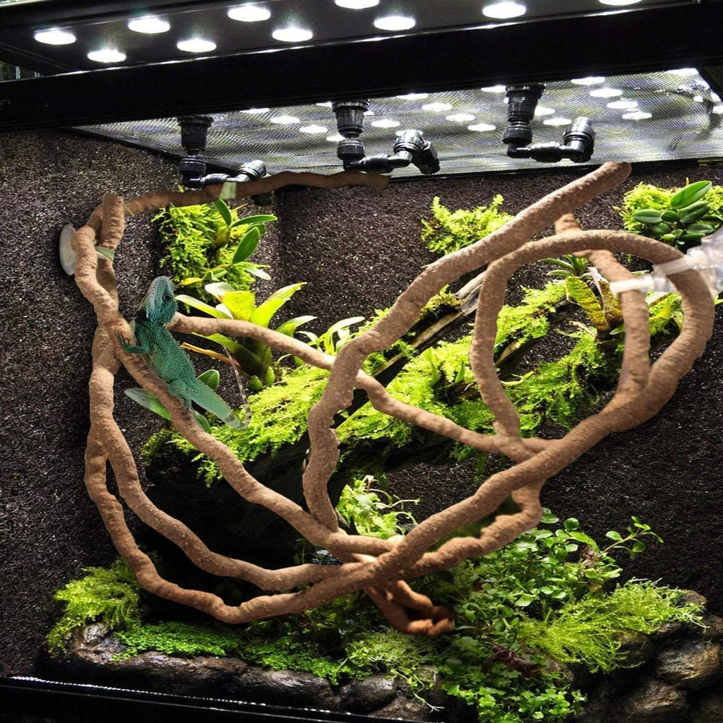 PINVNBY Bearded Dragon Hammock Jungle Climber Vines Flexible Reptile Leaves with Suction Cups Habitat Decor for Climbing, Chameleon, Lizards, Gecko, and Snakes（6 PCS）