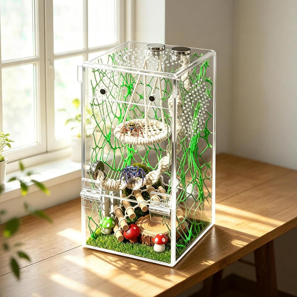 18Pcs Jumping Spider Enclosure Hammock Kit，Ventilation DIY Insects Habitat