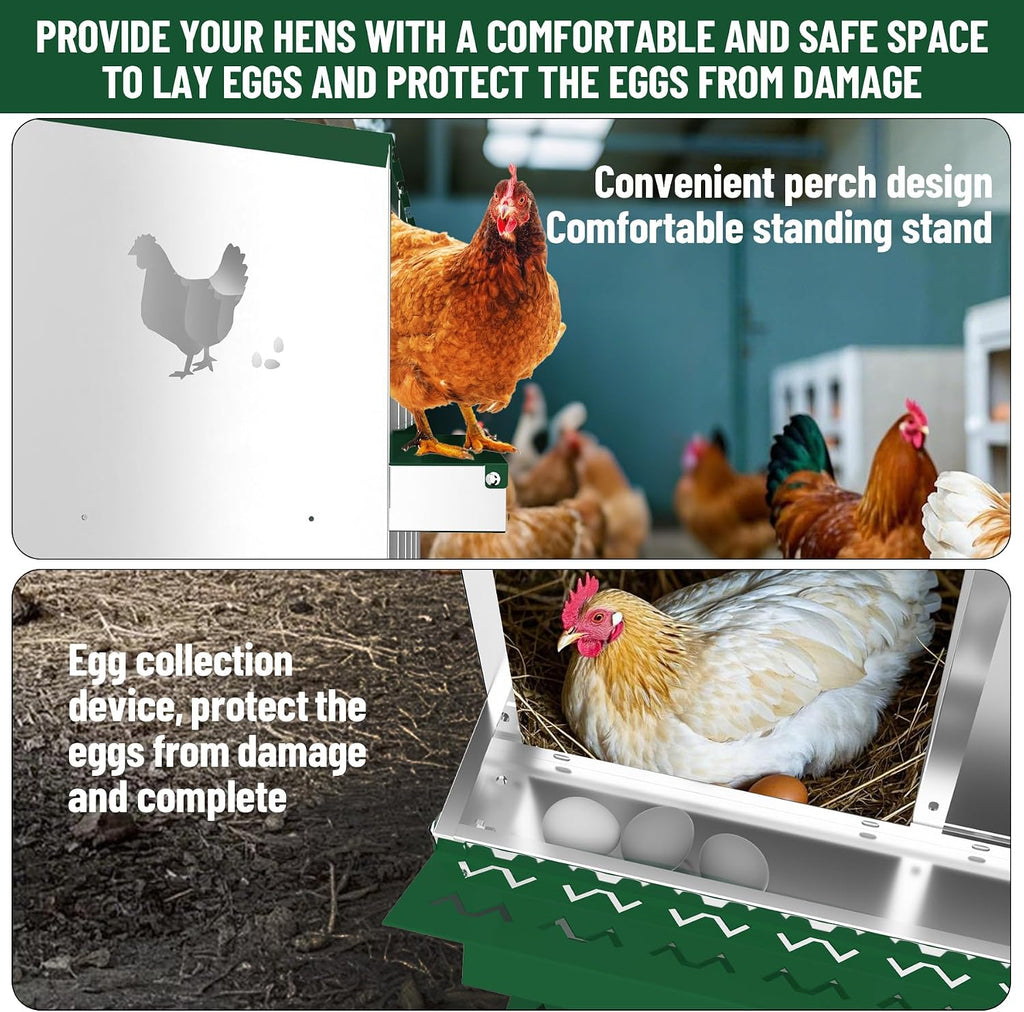 Chicken Nesting Box, 10 Holes Nesting Boxes for Chicken with Bracket Legs, Easy Egg Collection, Easy Cleaning, Chicken Laying Boxes for Chicken Coop Hens, Green