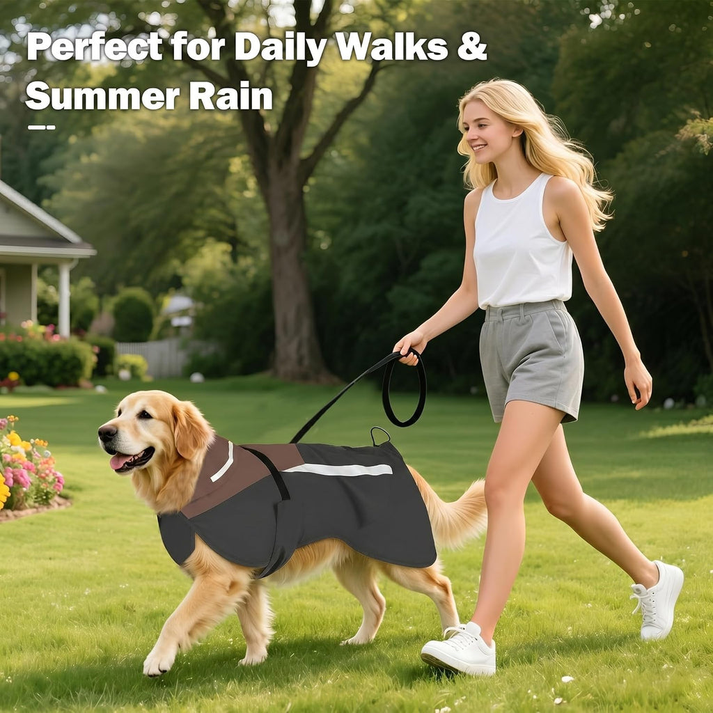 Lightweight Packable Dog Raincoat, Waterproof Windproof Dog Jacket
