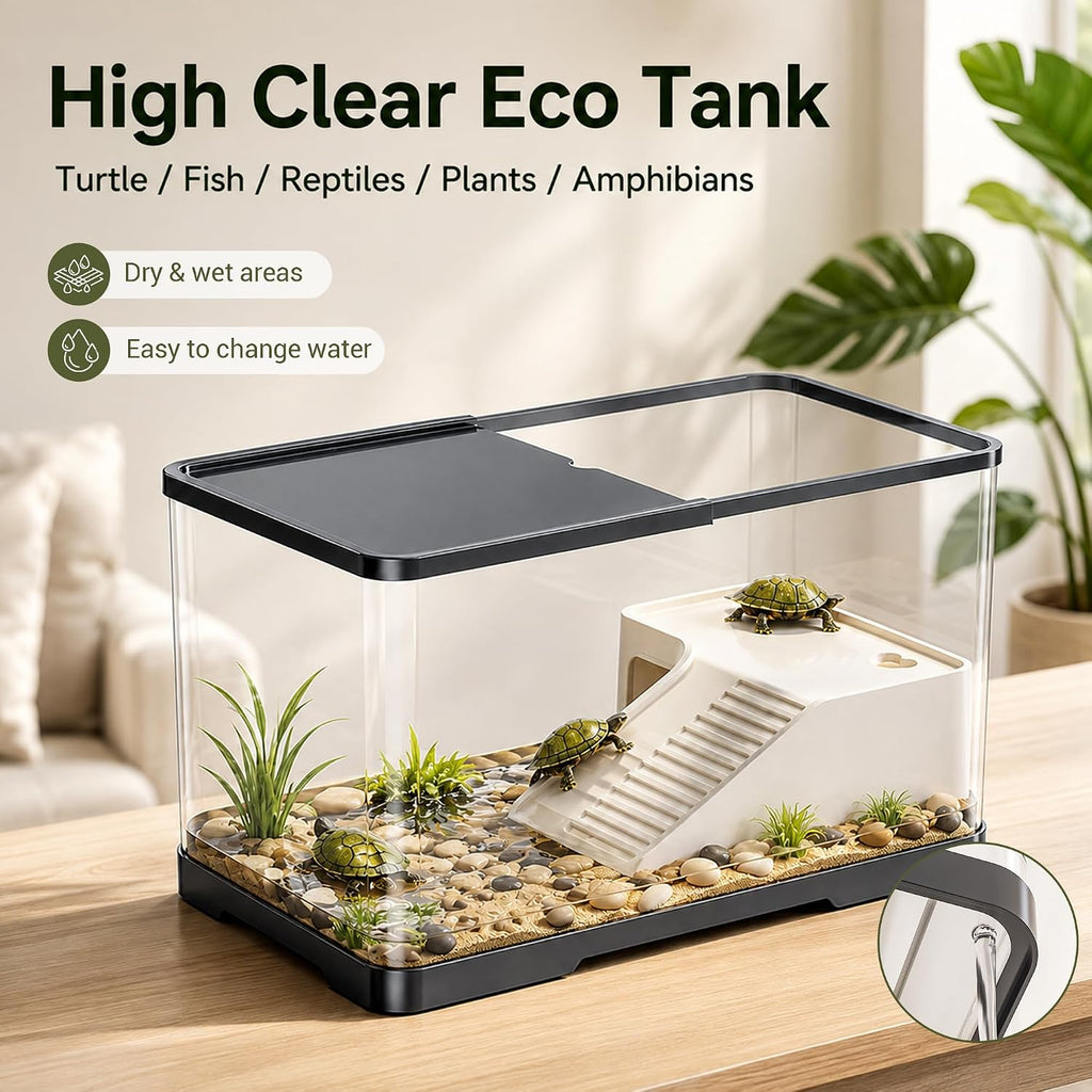 12‑in Turtle Tank, Dry‑Wet Separation with Basking Platform