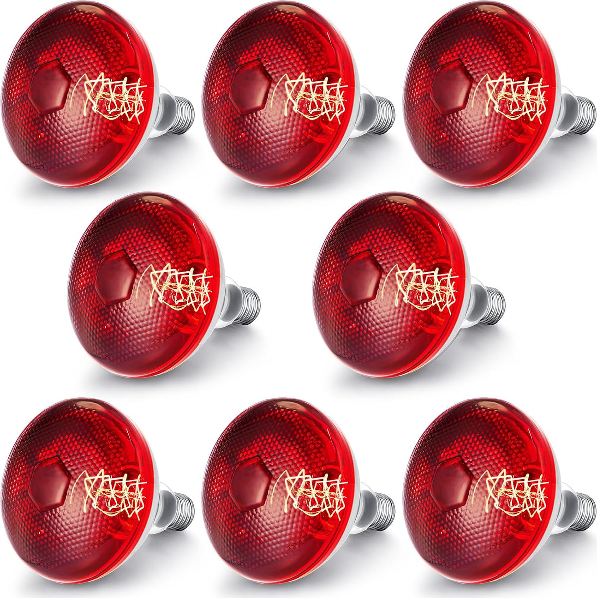 VIHOSE 8 Pack Heat Lamp Bulbs, Red Infrared Bulbs 120 V, 150 Watt