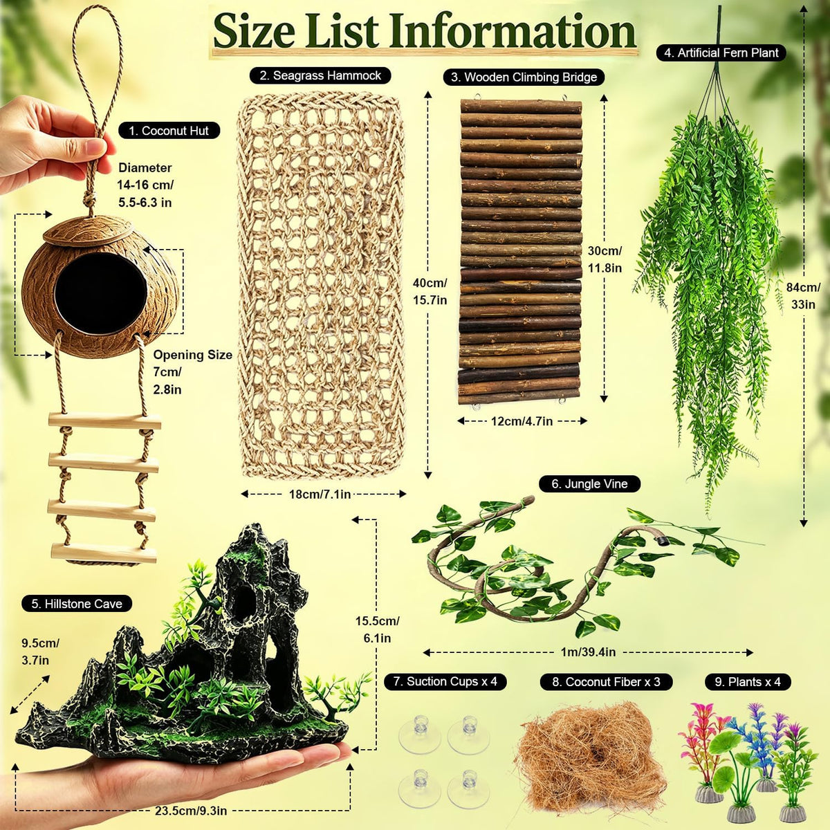 21Pcs Reptile Tank Accessories Kit, Terrarium Decor for Bearded Dragon & Gecko
