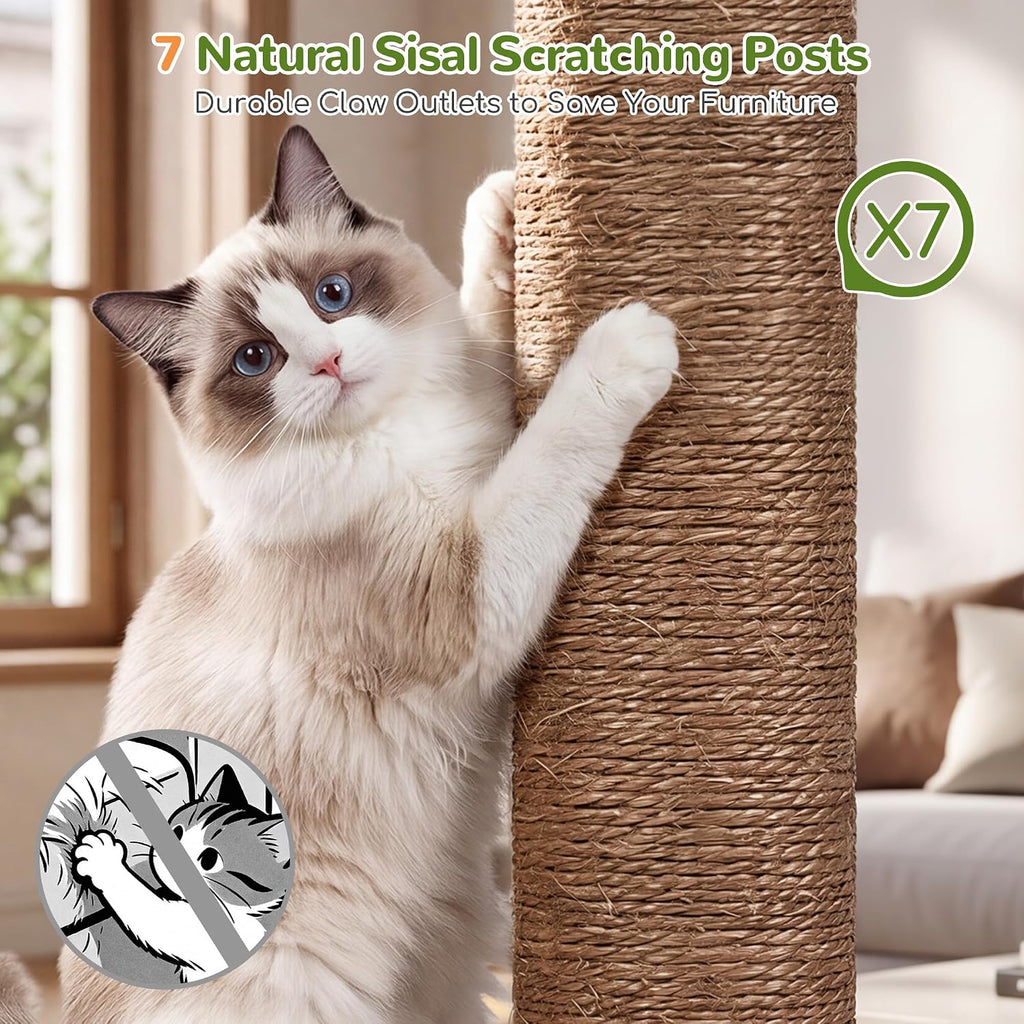 Globlazer 84in Tall Multi-Level Cat Tree Tower for Indoor Cats Large Adult