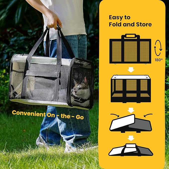 Soft-Sided Cat Carrier for Small-Medium Cats, Puppies up to 15 Lb, Airline - Image 4
