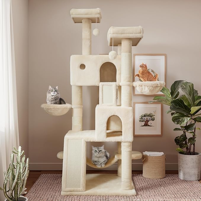 SHA CERLIN 65in Larger Cat Tree Tower Condo - Image 2