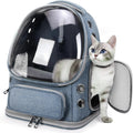 Cat Backpack Carrier, Breathable Cat Bubble Backpack for Kitty & Small Dog, Large Space Cat Carrier Backpack, Foldable Airline Approved Carrier for Trip Vet Travel up to 18lbs（Blue）
