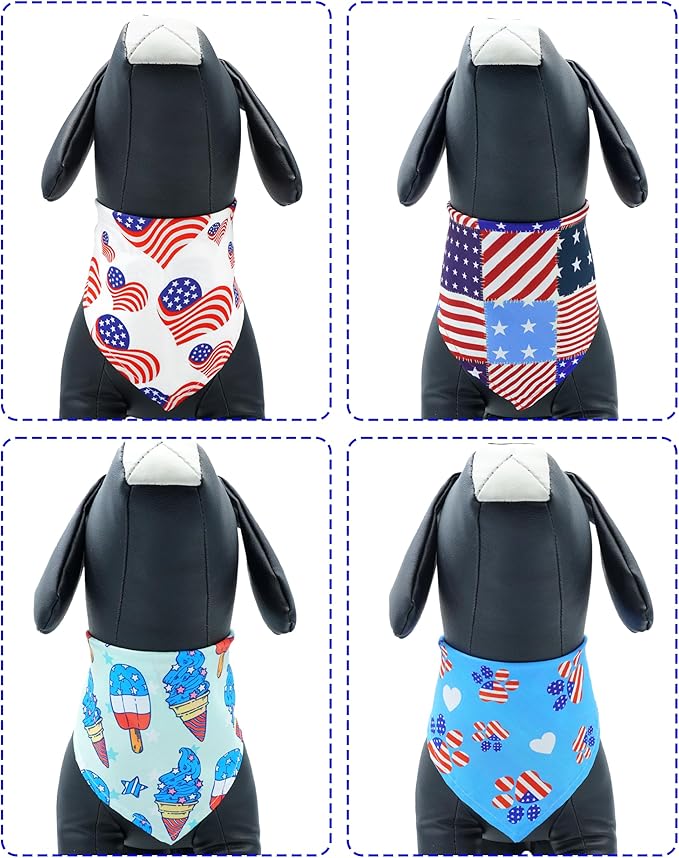 PET SHOW 50 Pack 4th of July Dog Bandanas Bulk Washable American Flag Dog - Image 5