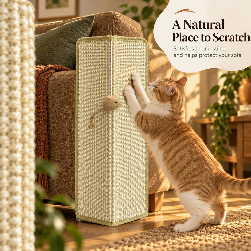 Couch Corner Cat Scratcher, 23.6" Sisal Cat Scratching Post with Toy
