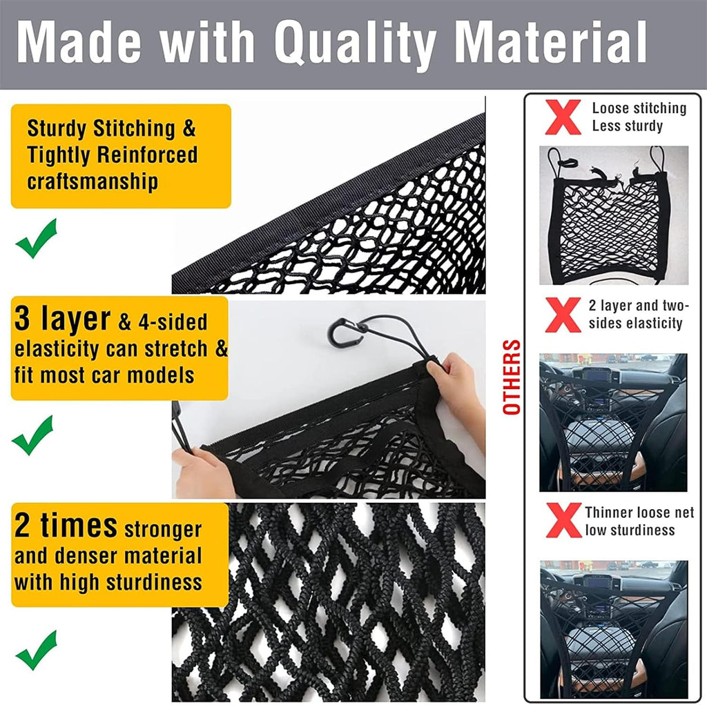 DYKESON Dog Car Net Barrier with Mesh Organizer, Pet Divider for Cars, SUVs