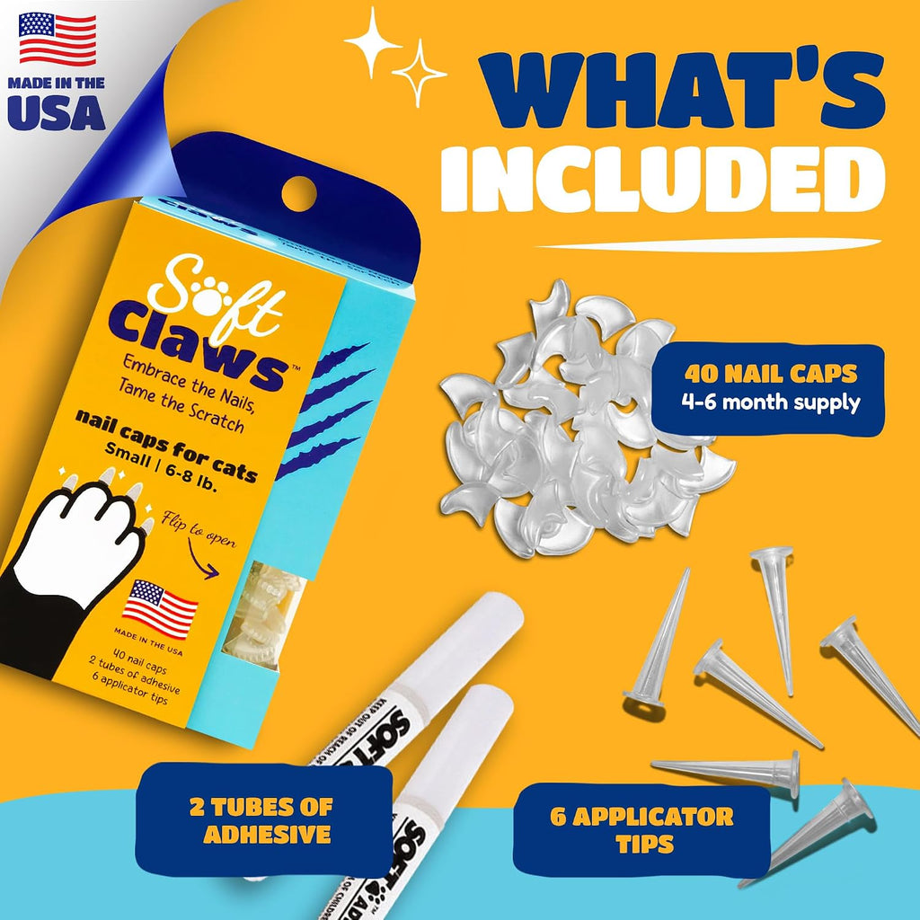 Soft Claws Nail Caps for Small Cats, 40 Caps, Red