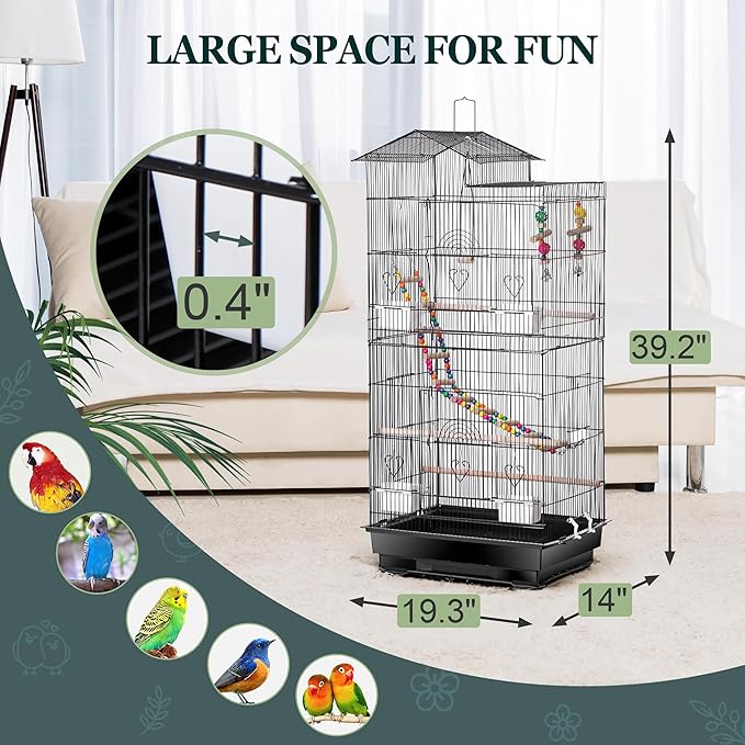 ZENY 39-inch Roof Top Large Flight Parrot Bird Cage - Image 5
