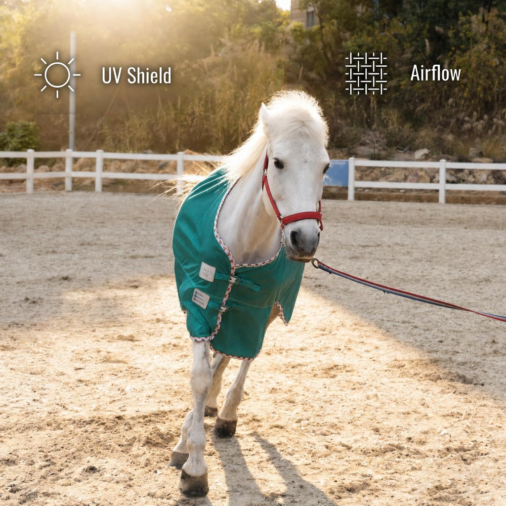 BARN & STABLE Breathable and UV Protective Tear-Resistant Mesh Horse Fly Sheet Comfy Equine Summer Sheet with Removable Web Leg Straps
