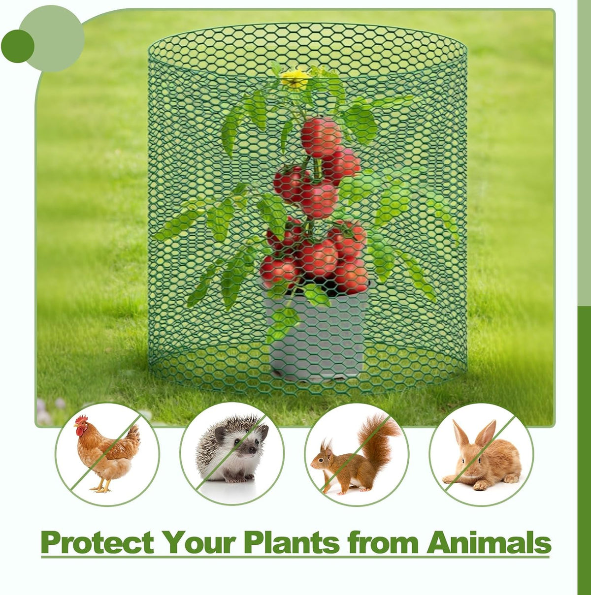 All-in-One 400 Inch Plant Protectors from Animals Kit - 0.85mm Heavy Duty Chicken Wire Cloche,Free-Cut Wire Mesh Roll Includes Pliers, Gloves, Ties, Stakes for Custom Outdoor Cages (16 * 400 Inch)