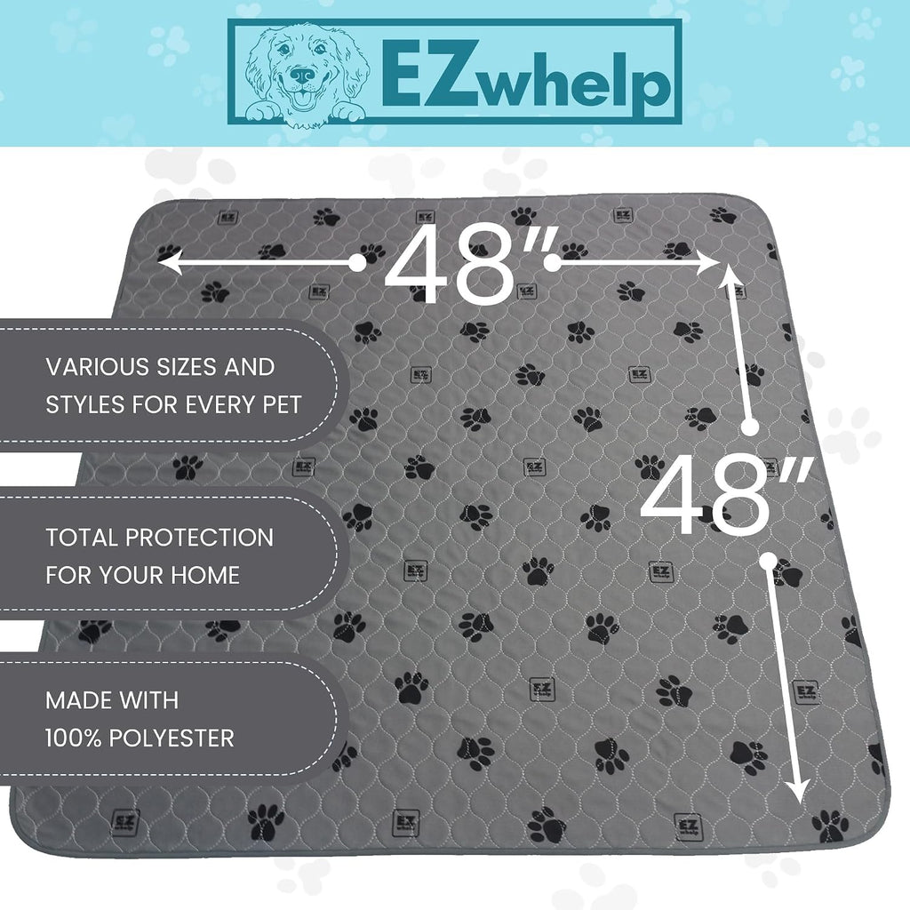 EZwhelp Reusable Quick-Dry Pee Pads, Waterproof Non-Slip 48x48 in, 2 Pack
