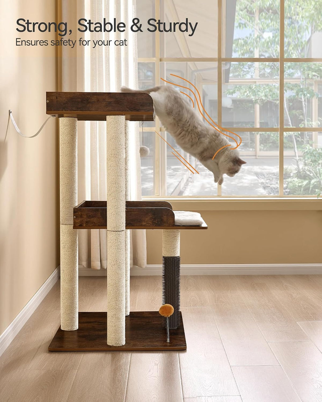 FourFurPets Modern Cat Tree for Indoor Cats Large Adult, Large Platforms
