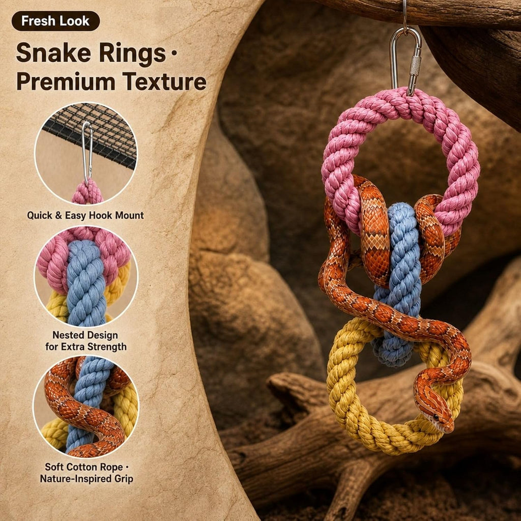 Snake Ring Toys&Reptile Hammock–Tank Enclosure Accessories with More Space