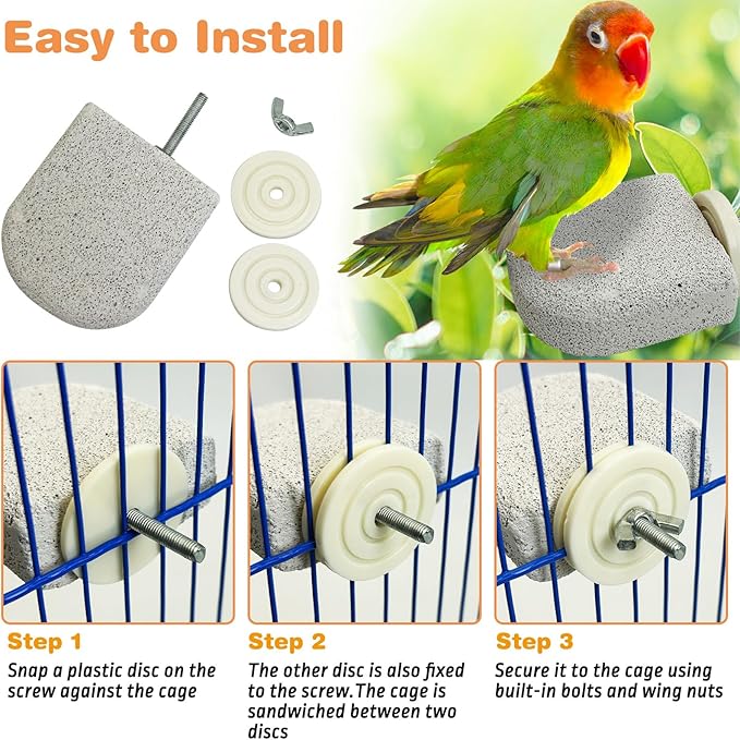 PINVNBY 8 PCS Bird Perch Bird Beak Grinding Stone Calcium Mineral Parrot Perch - Image 6