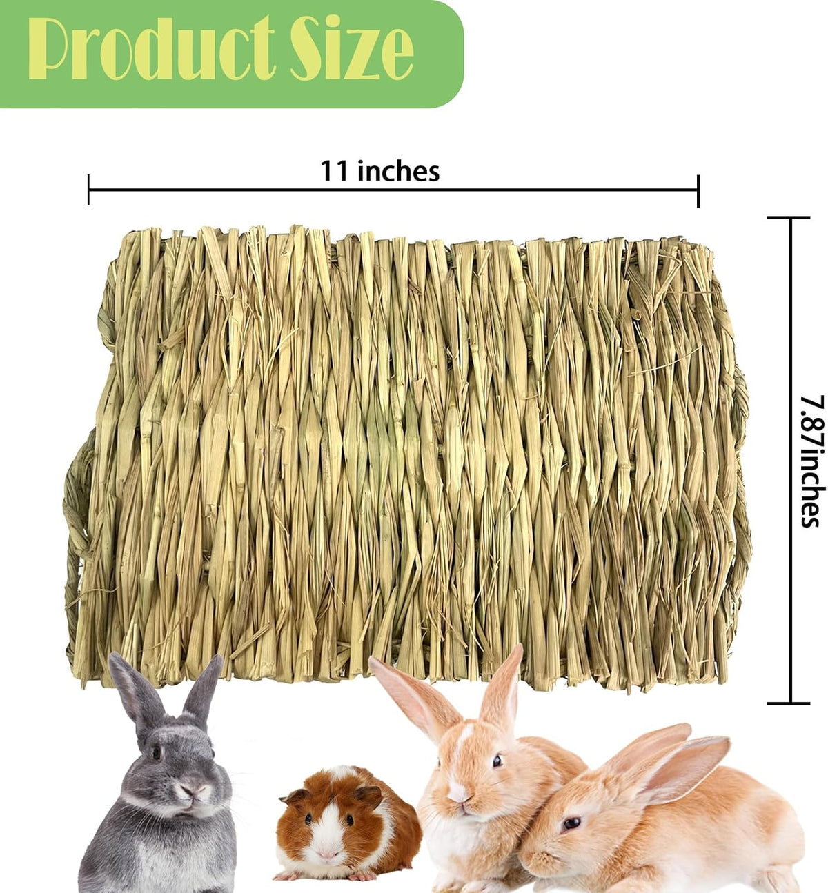kathson Grass Mats for Rabbit,Bunny Natural Handcrafted Woven Bed Small Animal Hay Bedding Nest Rabbits Chew Toy Bedding for Guinea Pig Chinchillas Dogs Hamsters(8 PCS)