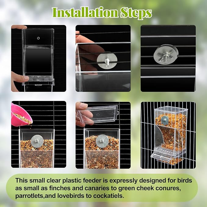 Rypet No Mess Automatic Bird Feeder Transparent Food Container Cage Acrylic - Image 7